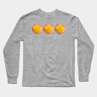 Three Yellow and Pink Spiky Flowers Floral Photo Long Sleeve T-Shirt